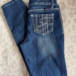 Seven7 Dark Blue Jeans with Embellished Pockets
